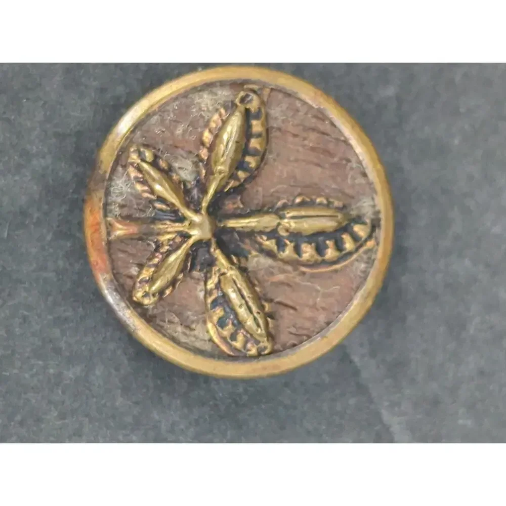 LOT E of 10 Antique Vintage Victorian Brass Mixed Materials Buttons ESTATE FIND